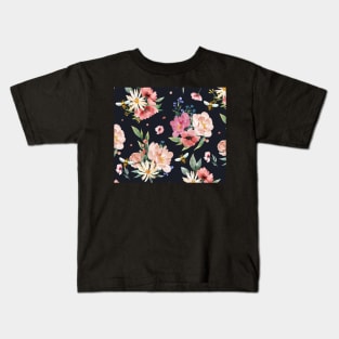 Field of Bees Black and Pink Flowers Kids T-Shirt